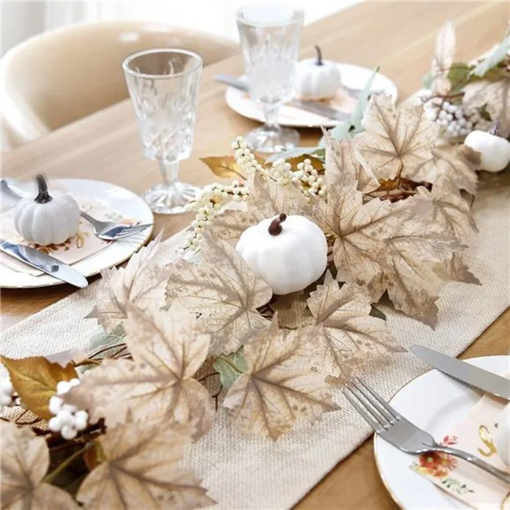 Fall Garland‎ - 6ft Maple Leaf, Pumpkin & Berry Garland for Mantle Harvest Decor